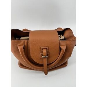 Meli Melo Thela Medium Tan Pebbled Leather Tote Bag Made in Italy with Pouch